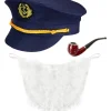 WIDMANN Set Capitaine Marine (casquette, Barbe Et Pipe) -Halloween Soldes Boutique set capitaine marine casquette barbe et pipe