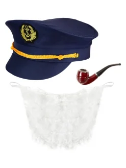 WIDMANN Set Capitaine Marine (casquette, Barbe Et Pipe)