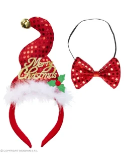 WIDMANN Set Noël Pailleté (serre-tête Bonnet Et Noeud Papillon)