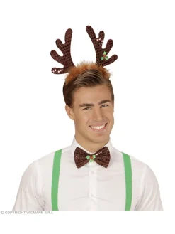WIDMANN Set Renne De Noël à Paillettes, Avec Serre-tête Et Noeud-paillon -Halloween Soldes Boutique set renne de noel a paillettes avec serre tete et noeud paillon 1 2