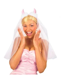 WIDMANN Voile De Mariée Avec Cornes De Diablesse Roses