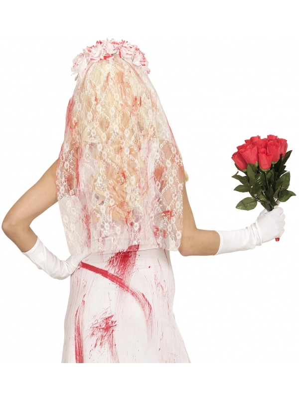 WIDMANN Voile Mariée Ensanglanté Avec Roses Blanches 4 WIDMANN Voile Mariée Ensanglanté Avec Roses Blanches – Image 2