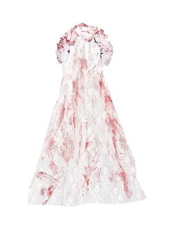 WIDMANN Voile Mariée Ensanglanté Avec Roses Blanches 7 WIDMANN Voile Mariée Ensanglanté Avec Roses Blanches -Halloween Soldes Boutique voile mariee ensanglante avec roses blanches 2