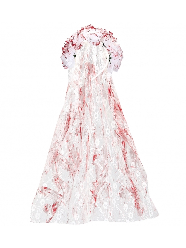 WIDMANN Voile Mariée Ensanglanté Avec Roses Blanches 5 WIDMANN Voile Mariée Ensanglanté Avec Roses Blanches – Image 3